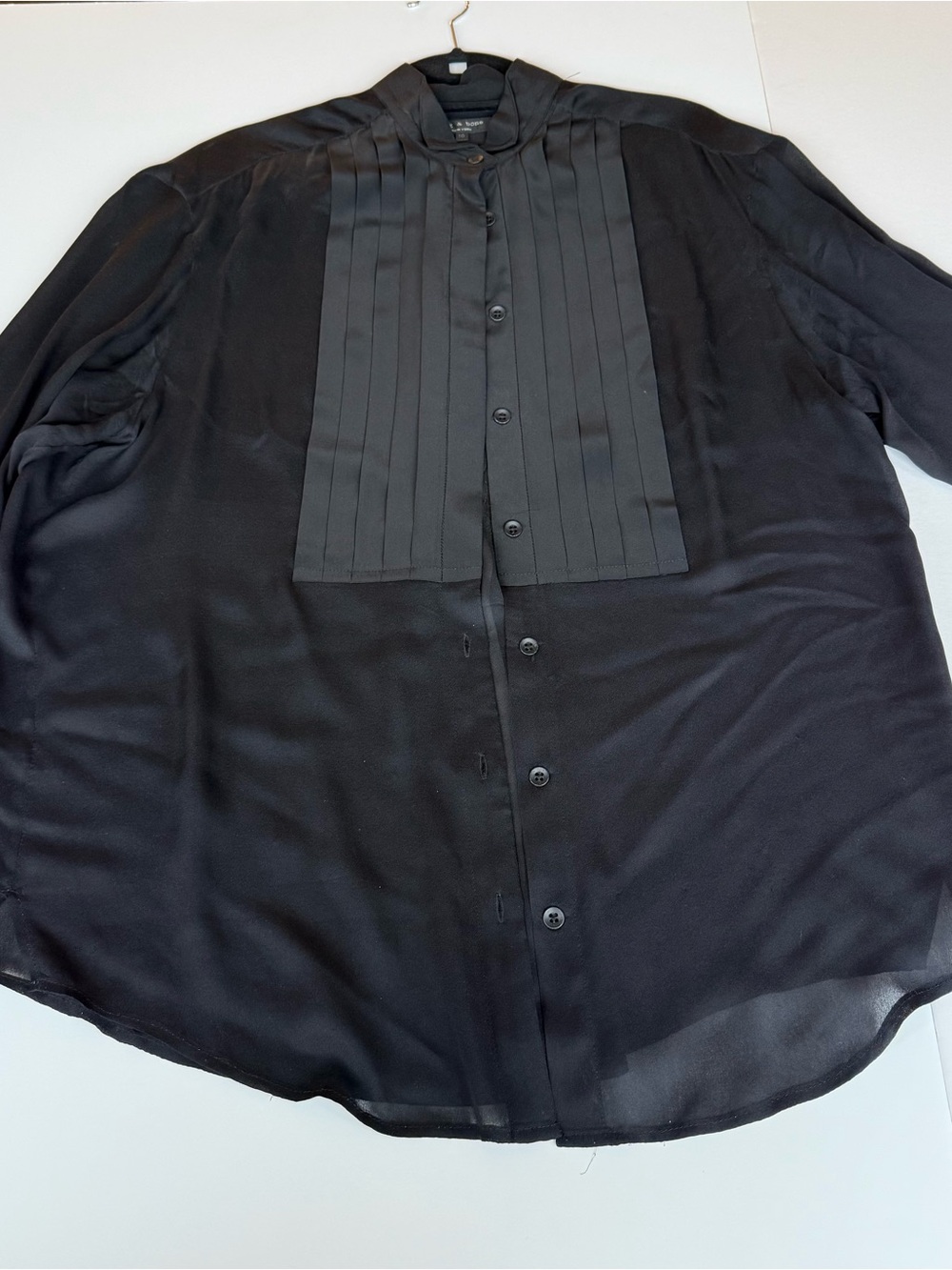 rag & bone Black Pleated Front Button-Down Shirt